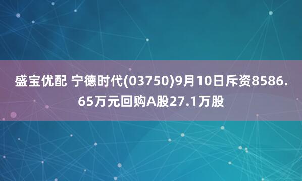 盛宝优配 宁德时代(03750)9月10日斥资8586.65万元回购A股27.1万股