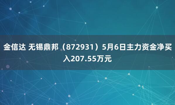 金信达 无锡鼎邦(872931)5月6日主力资金净买入207.55万元